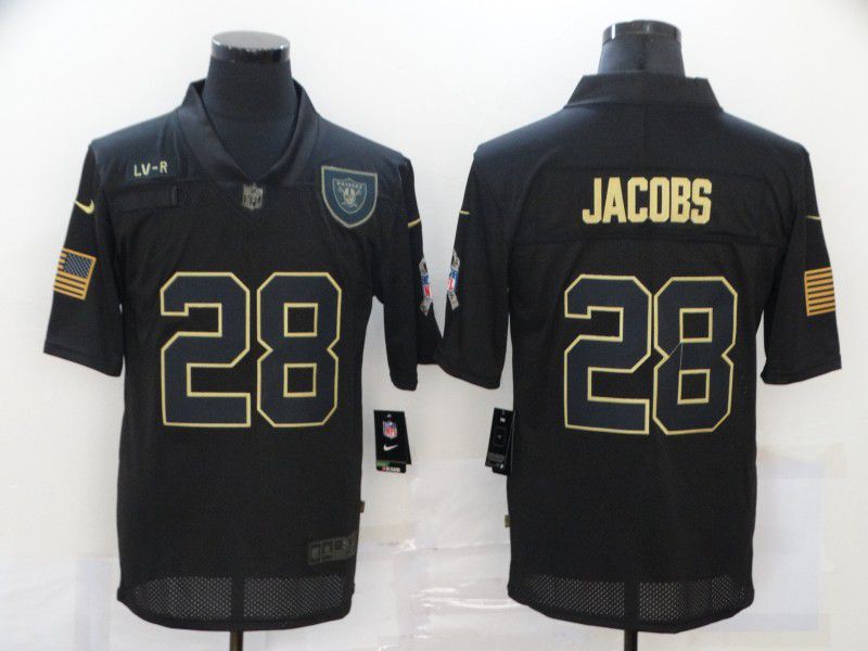Men Oakland Raiders #28 Jacobs Black gold lettering 2020 Nike NFL Jersey->oakland raiders->NFL Jersey